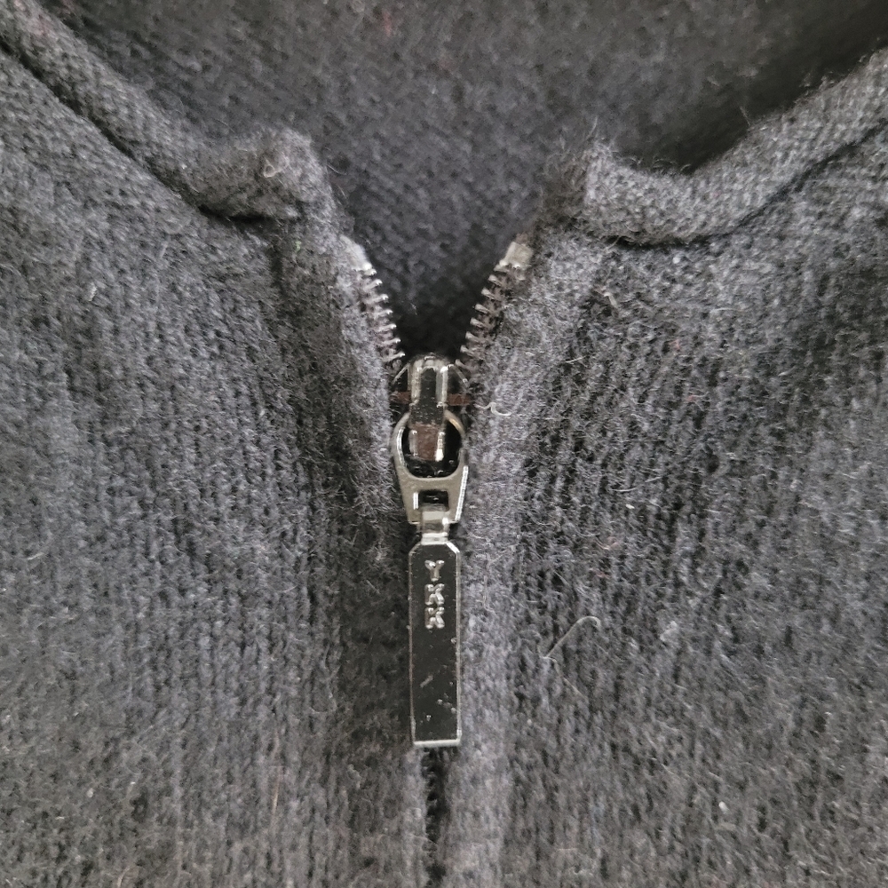 LLBean 100% Cashmere Zip Up Cardigan Crew Neck Sweater Black Womens Medium - Picture 4 of 6